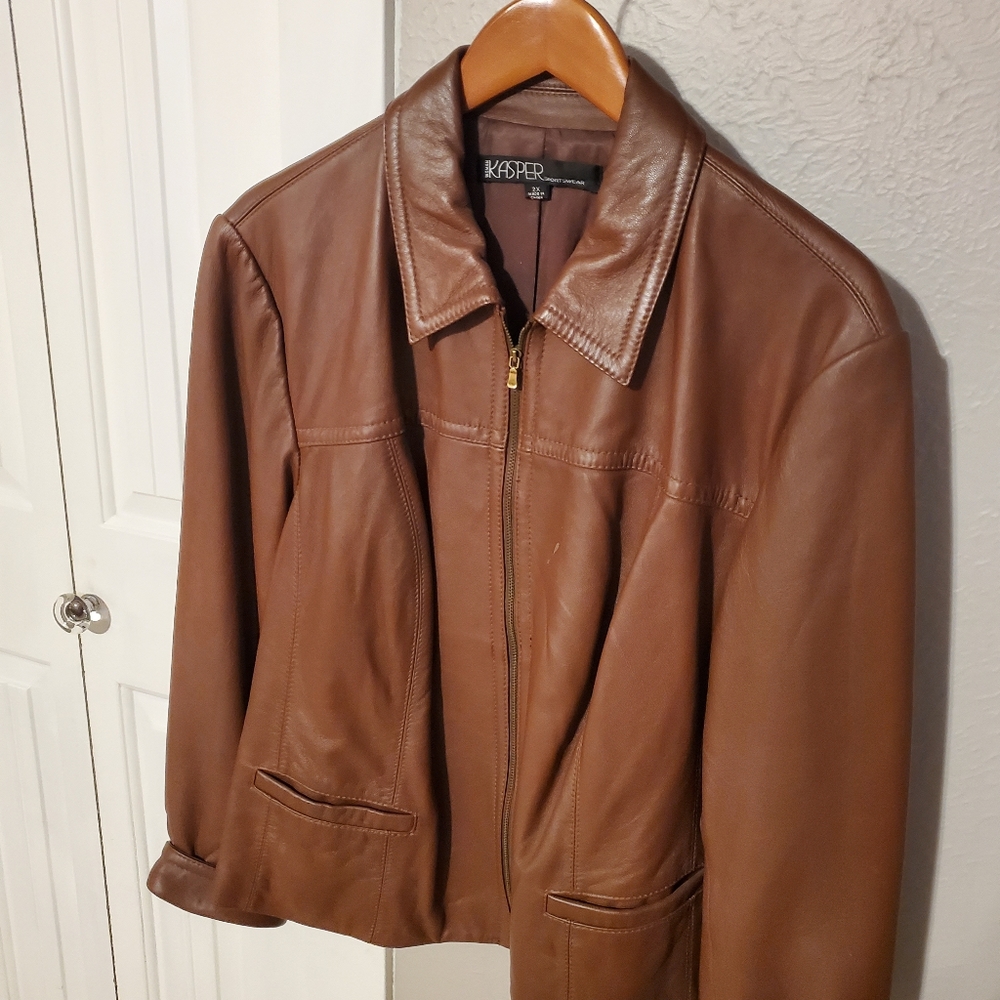 Brown leather jacket